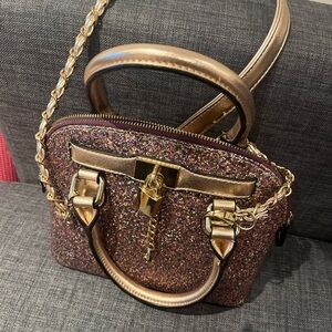 Aldo Glittery Satchel with Gold Chain